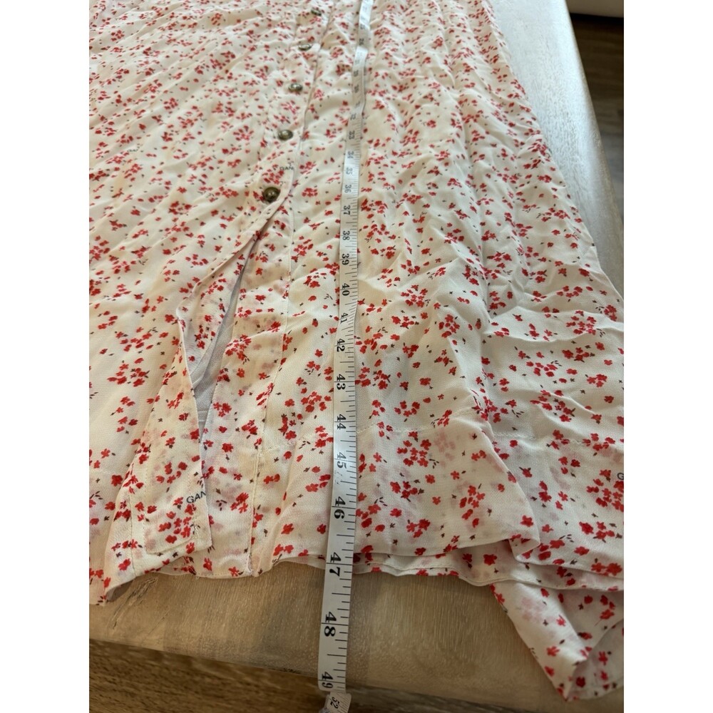 GANNI NWT Printed Georgette Maxi Dress 'Egret' Red Floral Size 42 US Large - Picture 9 of 13